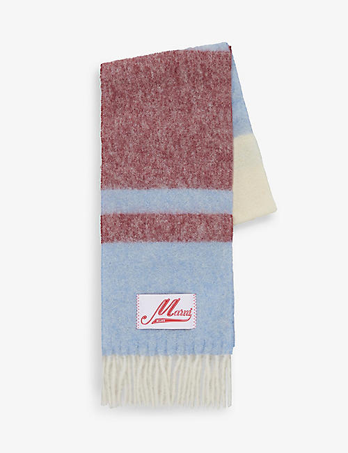MARNI: Striped brand-tab alpaca and wool-blend scarf