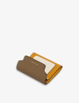 MARNI: Logo-print zip-up leather wallet
