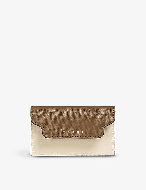 MARNI: Logo-print leather wallet