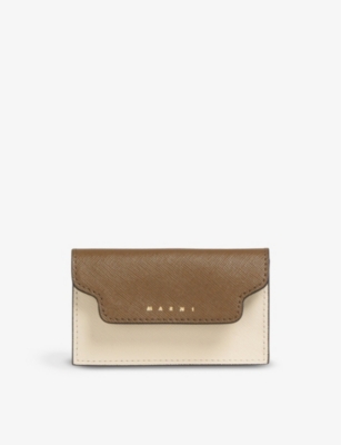 Marni Logo-print Leather Wallet In Cigar/shell/pumpkin