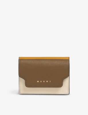 MARNI: Logo-print leather trifold wallet