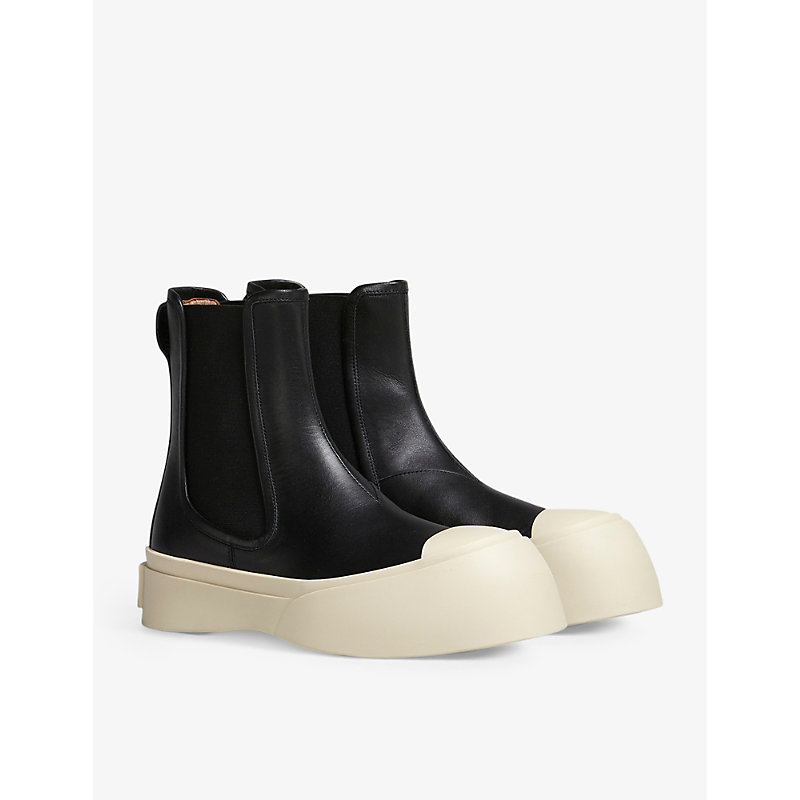 Shop Marni Pablo Chunky-sole Leather Ankle Boots In Black