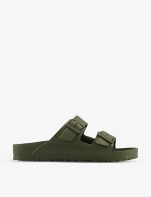 Birkenstock Mens Active Khaki Eva Arizona Double-strap Leather Sandals