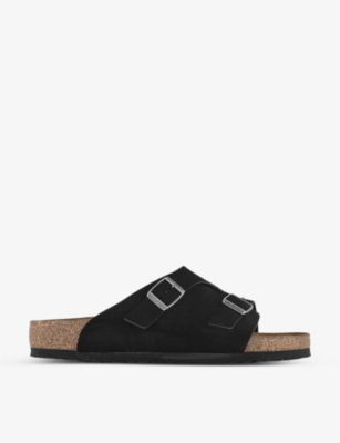 Shop Birkenstock Mens Black Zurich Double Buckle-fastened Suede Sandals