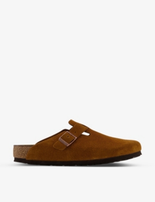 BIRKENSTOCK: Boston logo-embossed suede-leather clogs