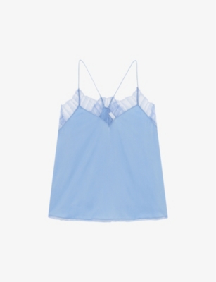 Iro Womens Blu01 Berwyn Lace-trim Silk Camisole Top