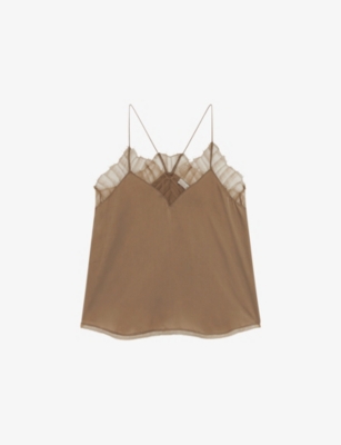 Iro Womens Berwyn Lace-trim Silk Camisole Top In Neutral