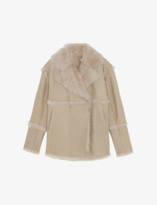 IRO: Vernon reversible raw-edge shearling and leather jacket