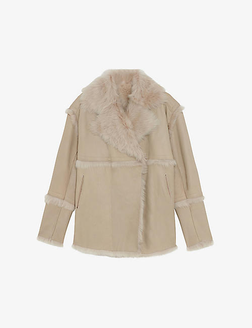IRO: Vernon reversible raw-edge shearling and leather jacket