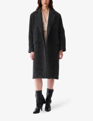 Shop Iro Womens Gry35 Gonira Notched-lapel Woven Coat