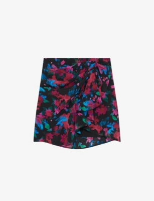 Shop Iro Womens Bla72 Melissa Floral-print Silk Mini Skirt In Multi-coloured