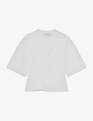 Shop Iro Women's Whi01 Garcia Tie-knot Cotton-blend T-shirt