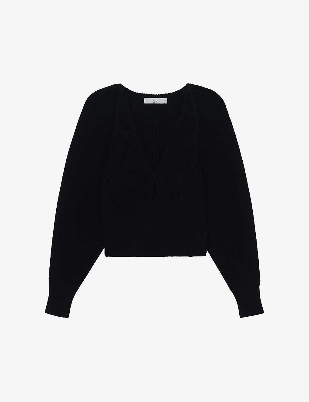 Shop Iro Adsila V-neck Knitted Merino-wool Jumper In Bla01