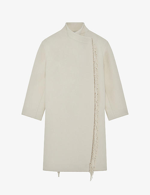IRO: Roicy fringe-embellished wool-blend coat