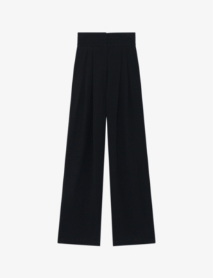 Iro Womens Bla01 Jeon Pleated Wide-leg Mid-rise Wool-blend Trousers In Bla01