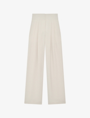 Shop Iro Women's Ecr01 Jeon Pleated Wide-leg Mid-rise Wool-blend Trousers