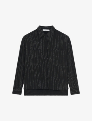 Iro Studded Shirt All-over Pattern In Bla01
