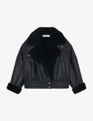 Shop Iro Octavi Oversized Sheepskin Leather Jacket In Bla11