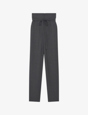 IRO: Hopie waist-tie straight-leg high-rise stretch-wool trousers
