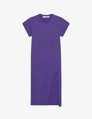 Iro Womens Pur15 Litonya Loose-fit Midi Cotton T-shirt Dress In Purple