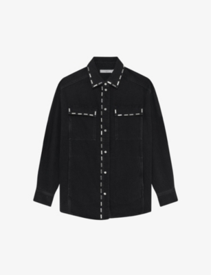 Shop Iro Women's Bla01 Danil Contrast Top-stitch Denim Shirt