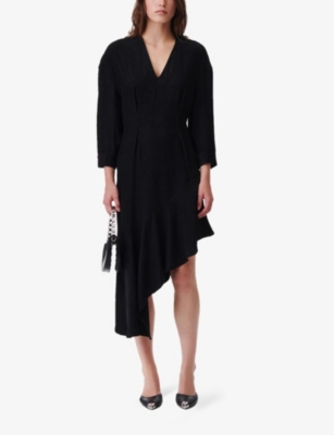 Shop Iro Women's Bla01 Izae Asymmetric-hem Woven Midi Dress