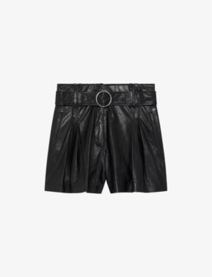 Shop Iro Women's Bla01 Paoli Belted Leather Shorts