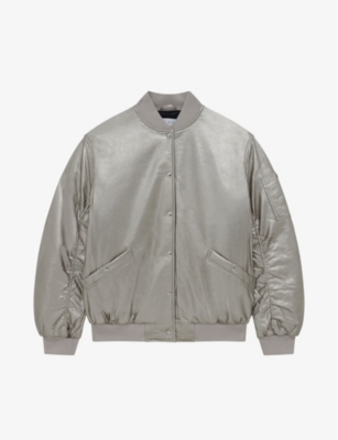IRO - Morel ribbed-collar relaxed-fit leather bomber jacket