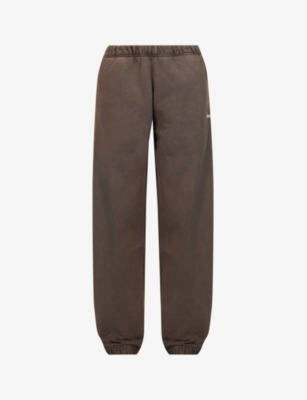 OBEY OBEY MENS PIGMENT JAVA BROWN LOWER PIGMENT BRAND-EMBROIDERED COTTON-JERSEY JOGGING BOTTOMS