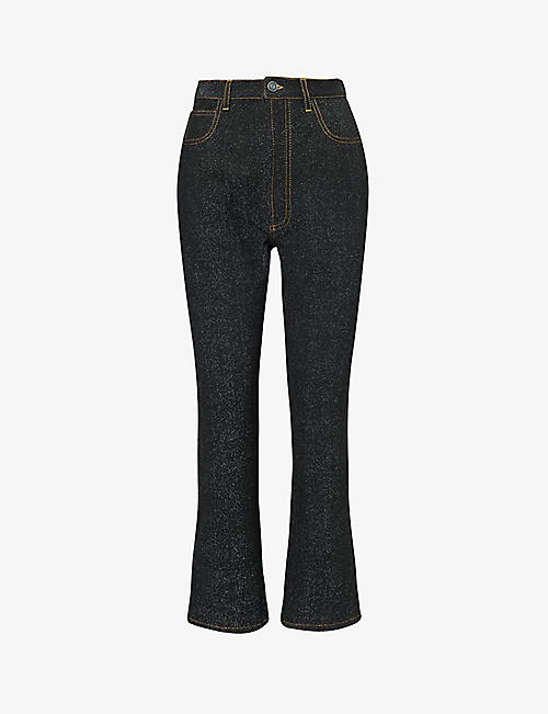ALAIA: Cropped straight-leg high-rise cotton-blend jeans