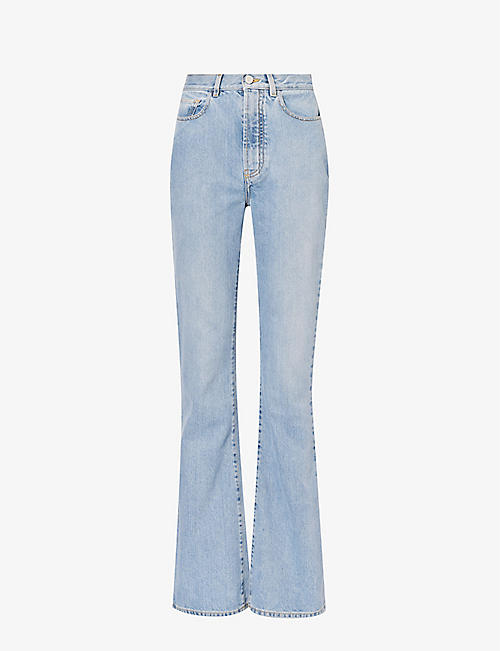 ALAIA: Flared-leg high-rise stretch-denim jeans