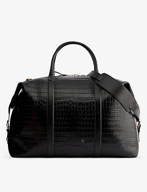 TOM FORD: Croc-embossed giant leather holdall bag