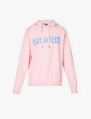 DSQUARED2 DSQUARED2 MEN'S BABY PINK LOGO-PRINT REGULAR-FIT COTTON-JERSEY HOODY,69205935