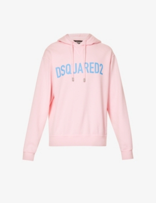 Dsquared2 Logo Cotton Jersey Hoodie In Baby Pink