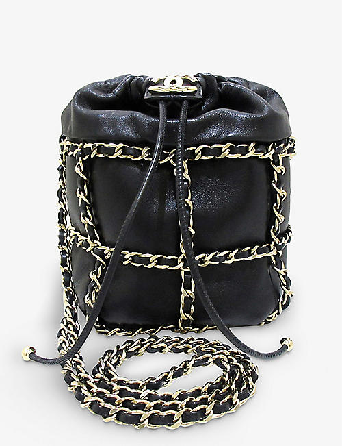 RESELFRIDGES: Pre-loved Chanel chain leather bucket cross-body bag