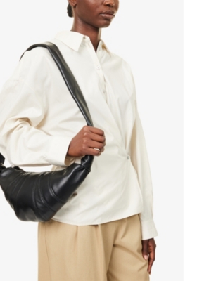 Lemaire Croissant Small Leather Cross-body Bag In Black
