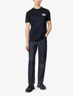 EMPORIO ARMANI: Logo-embroidered crewneck jersey T-shirt