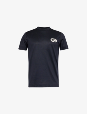 EMPORIO ARMANI: Logo-embroidered crewneck jersey T-shirt