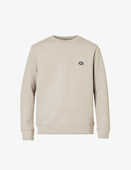 EMPORIO ARMANI: Logo-print cotton-blend jersey hoody