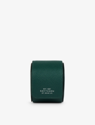 Smythson Unisex Green Panama Logo-embossed Single Leather Watch Roll 8cm