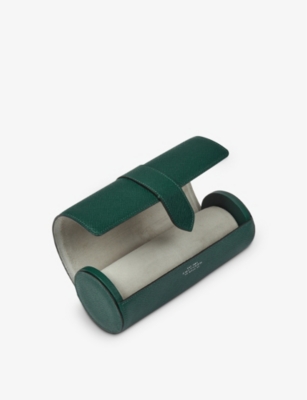 Shop Smythson Panama Leather Watch Roll 20cm In Green