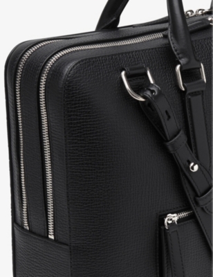 Smythson Large Briefcase With Zip Front In Ludlow In Black