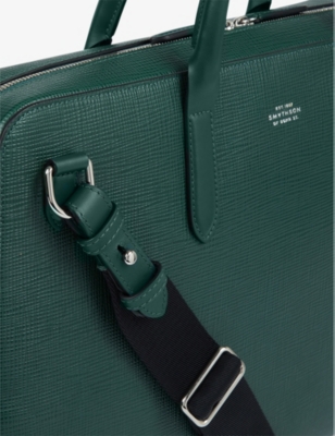 SMYTHSON: Panama logo-embossed slim leather briefcase