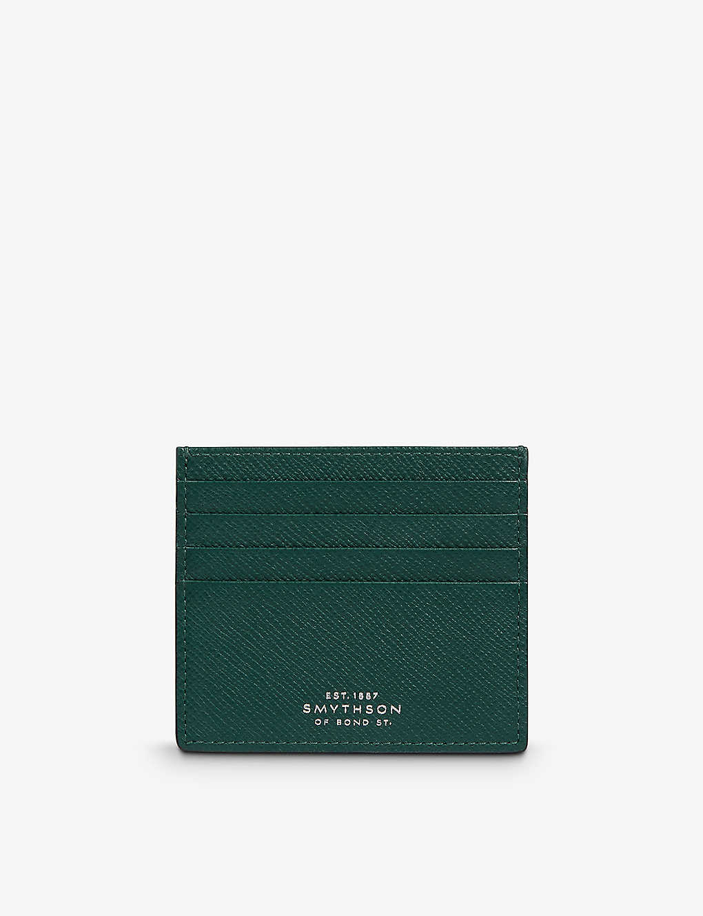 Shop Smythson Green Panama Logo-embossed Eight-slot Leather Card Holder