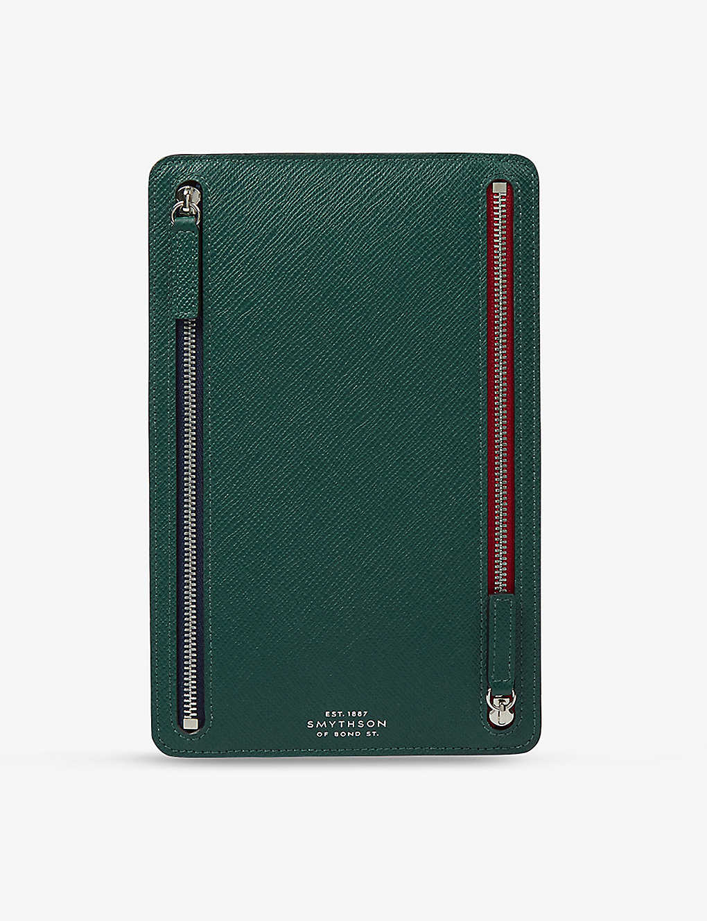 Shop Smythson Panama Logo-embossed -zip Leather Travel Case In Green