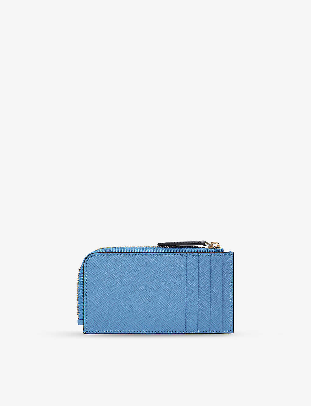 Smythson 4 Card Slot Coin Purse In Panama In Blue