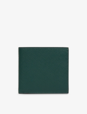 Smythson Green Panama Grained Leather Wallet
