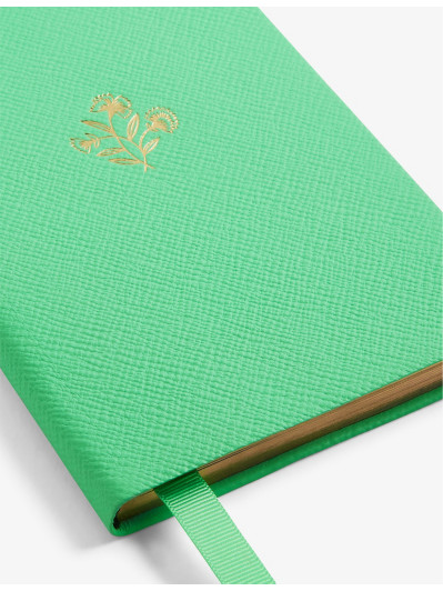 Smythson Green Chelsea Floret Panama Flower-motif Leather Notebook 16cm x 11cm