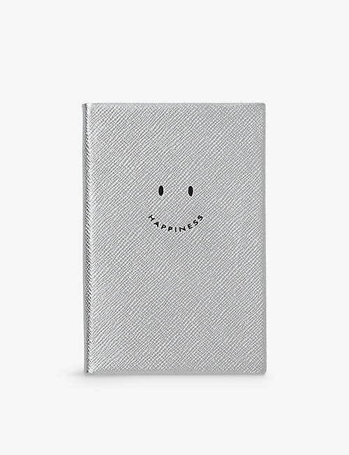 SMYTHSON: Chelsea Happiness cross-grain leather notebook 16.7cm x 11.2cm