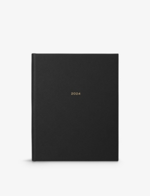 Smythson Panama Tying The Knot Textured-leather Notebook In White